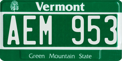 VT license plate AEM953