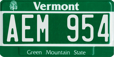 VT license plate AEM954