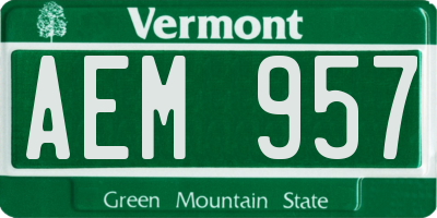 VT license plate AEM957