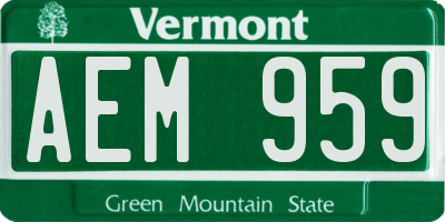 VT license plate AEM959