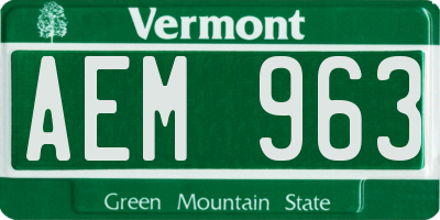 VT license plate AEM963
