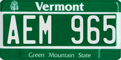 VT license plate AEM965