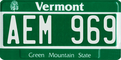 VT license plate AEM969