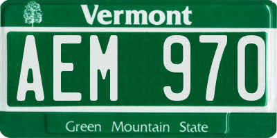 VT license plate AEM970
