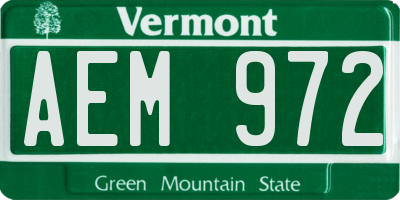 VT license plate AEM972