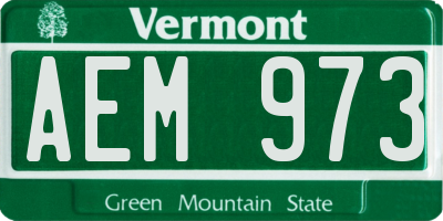 VT license plate AEM973