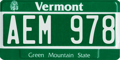 VT license plate AEM978