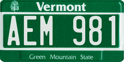 VT license plate AEM981
