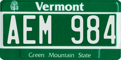 VT license plate AEM984