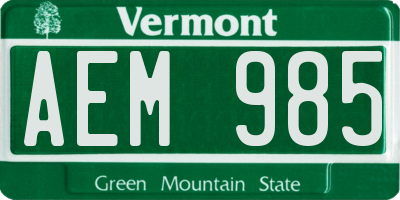 VT license plate AEM985