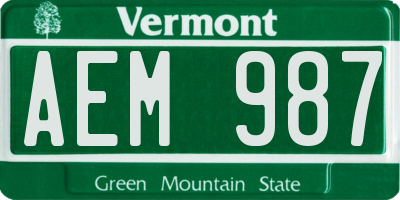 VT license plate AEM987