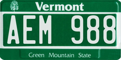 VT license plate AEM988