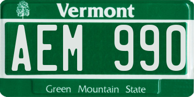 VT license plate AEM990