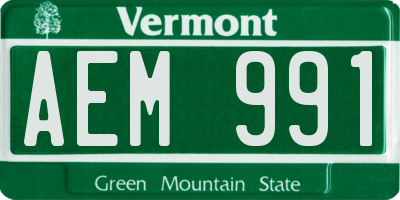 VT license plate AEM991