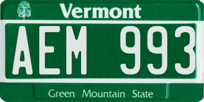 VT license plate AEM993