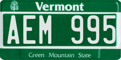 VT license plate AEM995