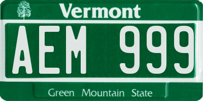 VT license plate AEM999