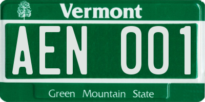 VT license plate AEN001
