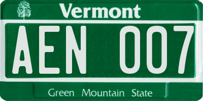 VT license plate AEN007