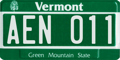 VT license plate AEN011