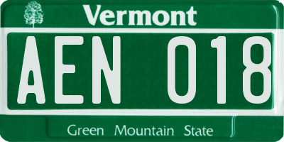VT license plate AEN018