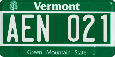 VT license plate AEN021