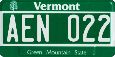 VT license plate AEN022