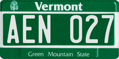 VT license plate AEN027