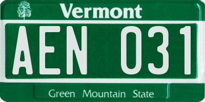 VT license plate AEN031