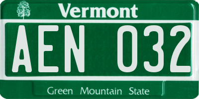 VT license plate AEN032