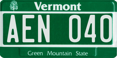 VT license plate AEN040