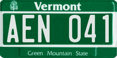 VT license plate AEN041