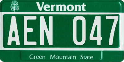 VT license plate AEN047