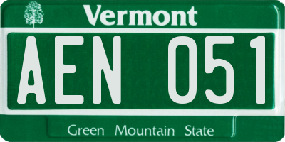 VT license plate AEN051
