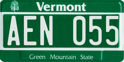VT license plate AEN055