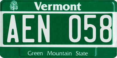 VT license plate AEN058