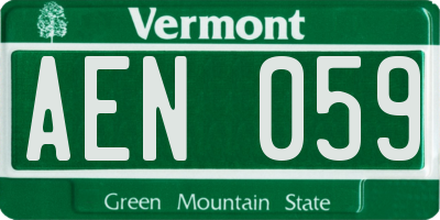 VT license plate AEN059