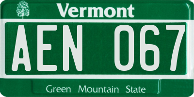 VT license plate AEN067