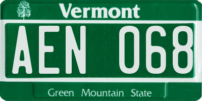 VT license plate AEN068