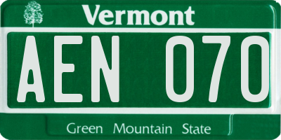 VT license plate AEN070