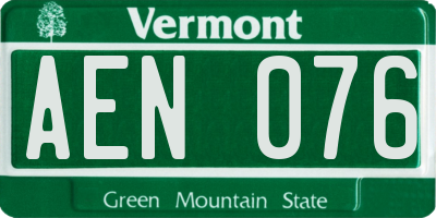 VT license plate AEN076