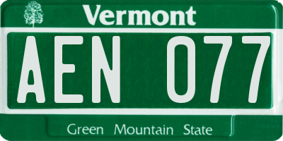 VT license plate AEN077