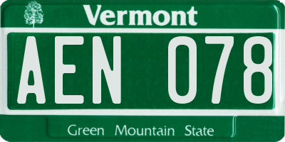 VT license plate AEN078