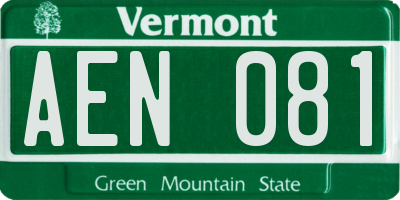 VT license plate AEN081