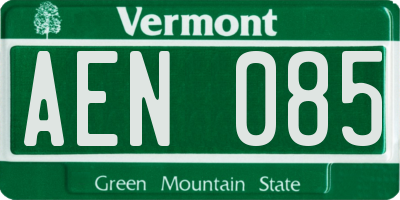 VT license plate AEN085