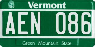 VT license plate AEN086