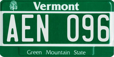 VT license plate AEN096