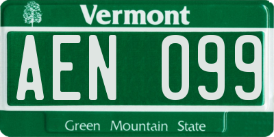 VT license plate AEN099