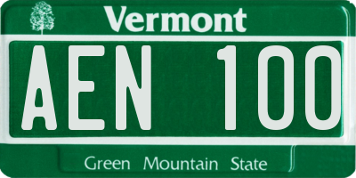 VT license plate AEN100