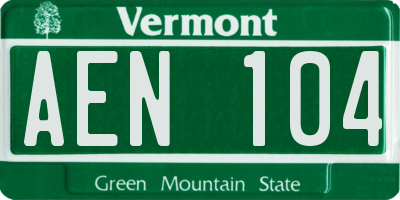 VT license plate AEN104